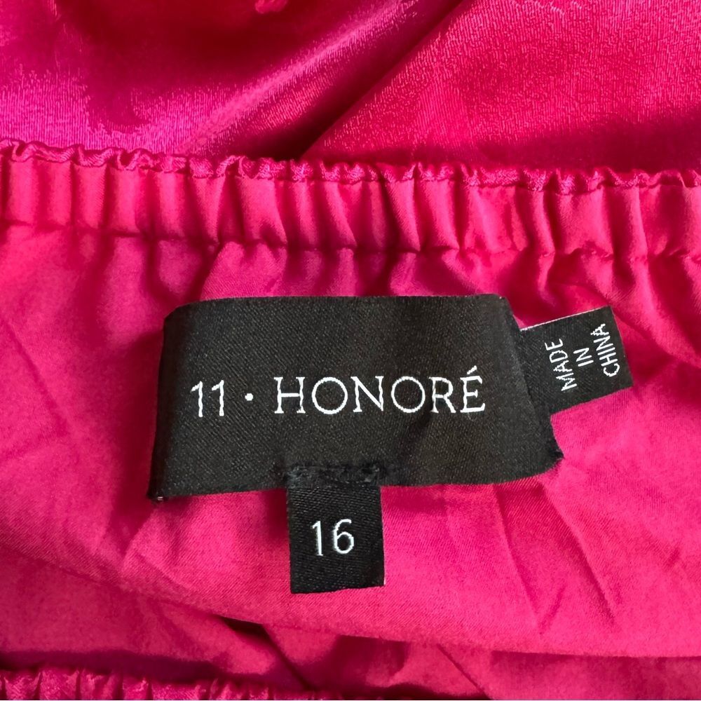 11 Honore Brittney Floral Long Sleeve Satin Midi Dress | Size 16 | Pink Peacock — image 7 of 8